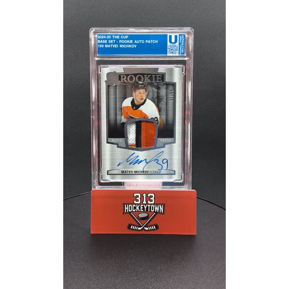 2024-25 Upper Deck The Cup Matvei Michkov Philadelphia Flyers Rookie Auto Patch #199 /99 Hockey Card