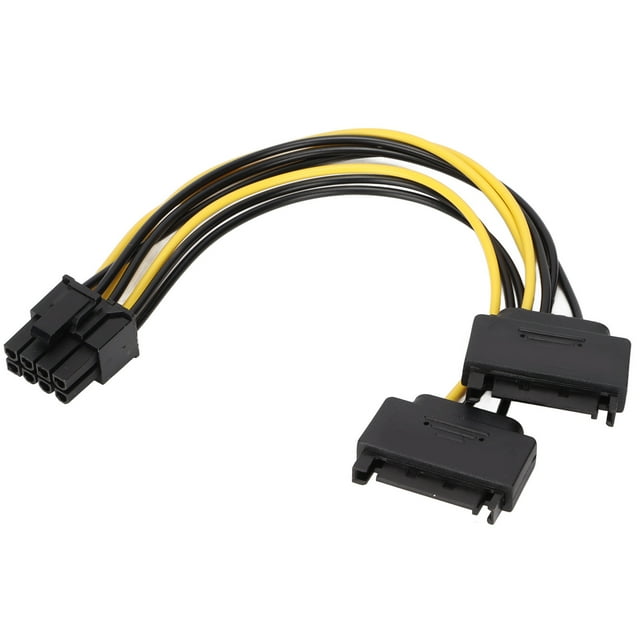 2024 2Pcs Power Cables Dual 15pin SATA to PCIE 8pin Male GPU Power