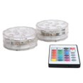 2Pcs RGB Pool Lamp IP68 IR Remote Control Underwater Lamp for Aquarium