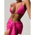thumbnail image 1 of 2024 3 Piece Bikini Set For Women - Halter String Push Up Triangle Top - Sexy Bikini Swimwear - Beach Cover Up-Solid Color Halterneck Bra Low Waist Briefs with Tie-up Skirt Bathing Swimsuit, 1 of 5
