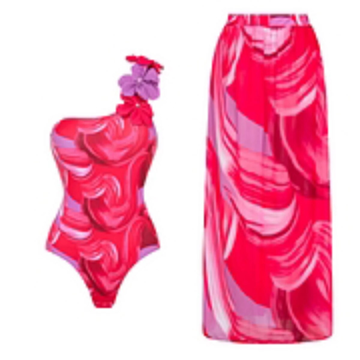 2024 3D Flower One Piece Swimsuit And Skirt Swimwear Women One Shoulder 2024-3d-flower-one-piece-swimsuit-and-skirt-swimwear-women-one-shoulder