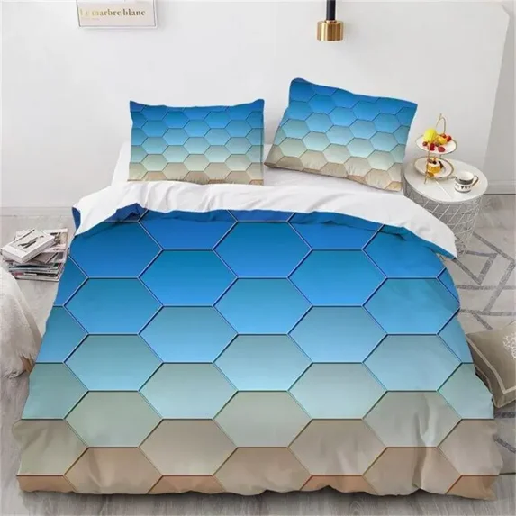 2024 3D Hycomb Duvet Cover Abstract Geometric Bedding Set Microfiber Comforter Cover With Pillowcases King For Kids Adults r