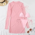 thumbnail image 1 of 2024 3pack Micro Bikini Swimsuit With Long Sleeve Cover Ups Swimwear Women Kimono Bathing Suit Holiday Bikini Set String Biquini, 1 of 7