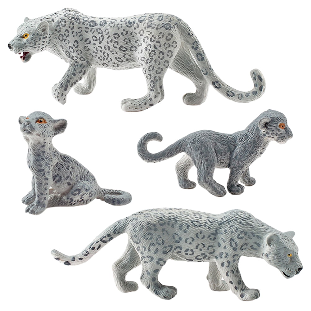 2024 4 Pieces Snow Leopard Figurine PVC Realistic Snow Leopards ...