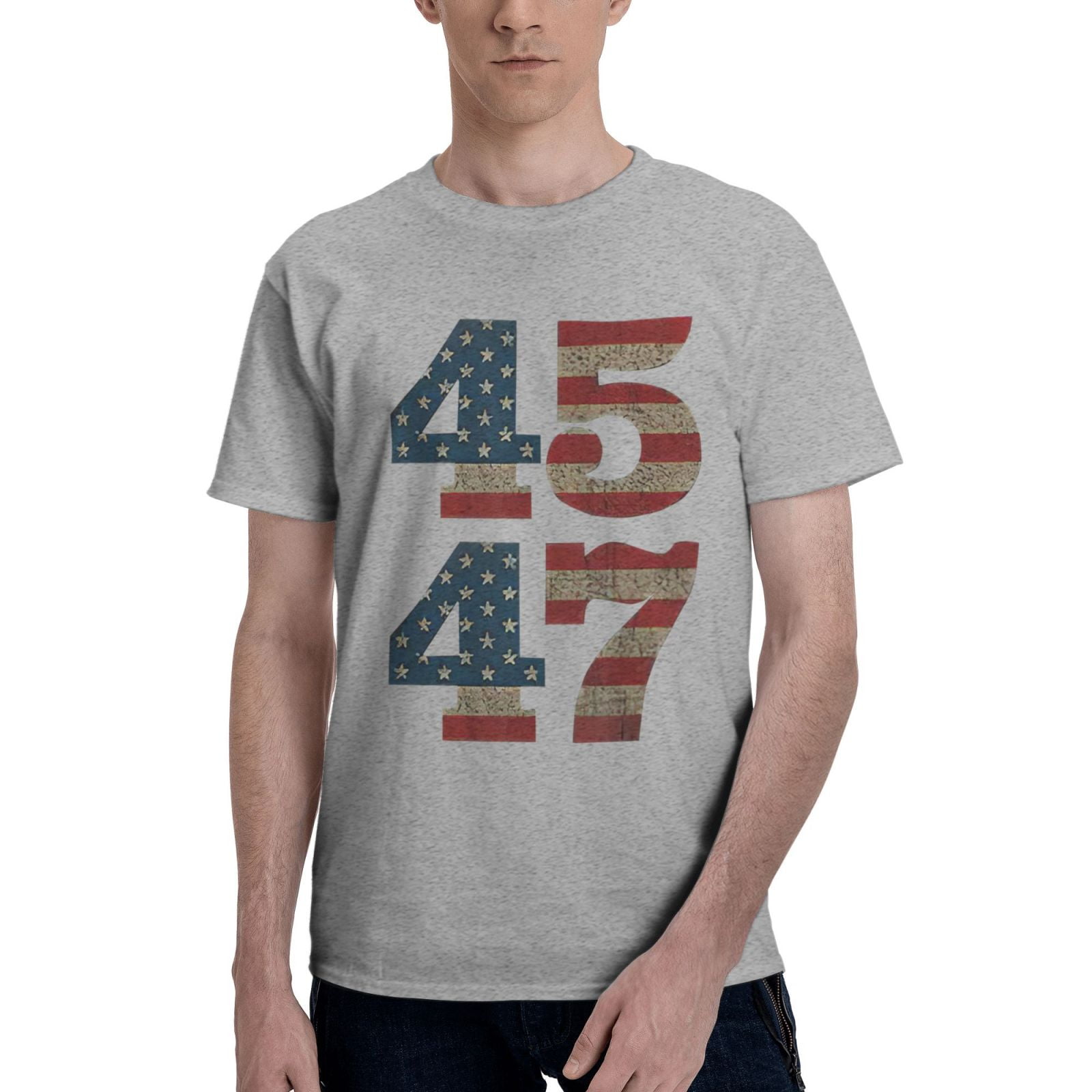2024 45 47 Vintage American Flag T-Shirt Men'S Short Sleeved Standard T ...
