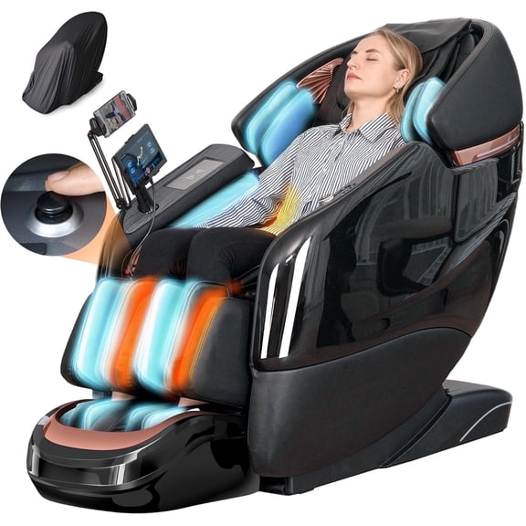 4D Massage Chair, Full Body Zero Gravity Recliner with AI Voice, LED Backlight, Remote, Waist & Calf Heating