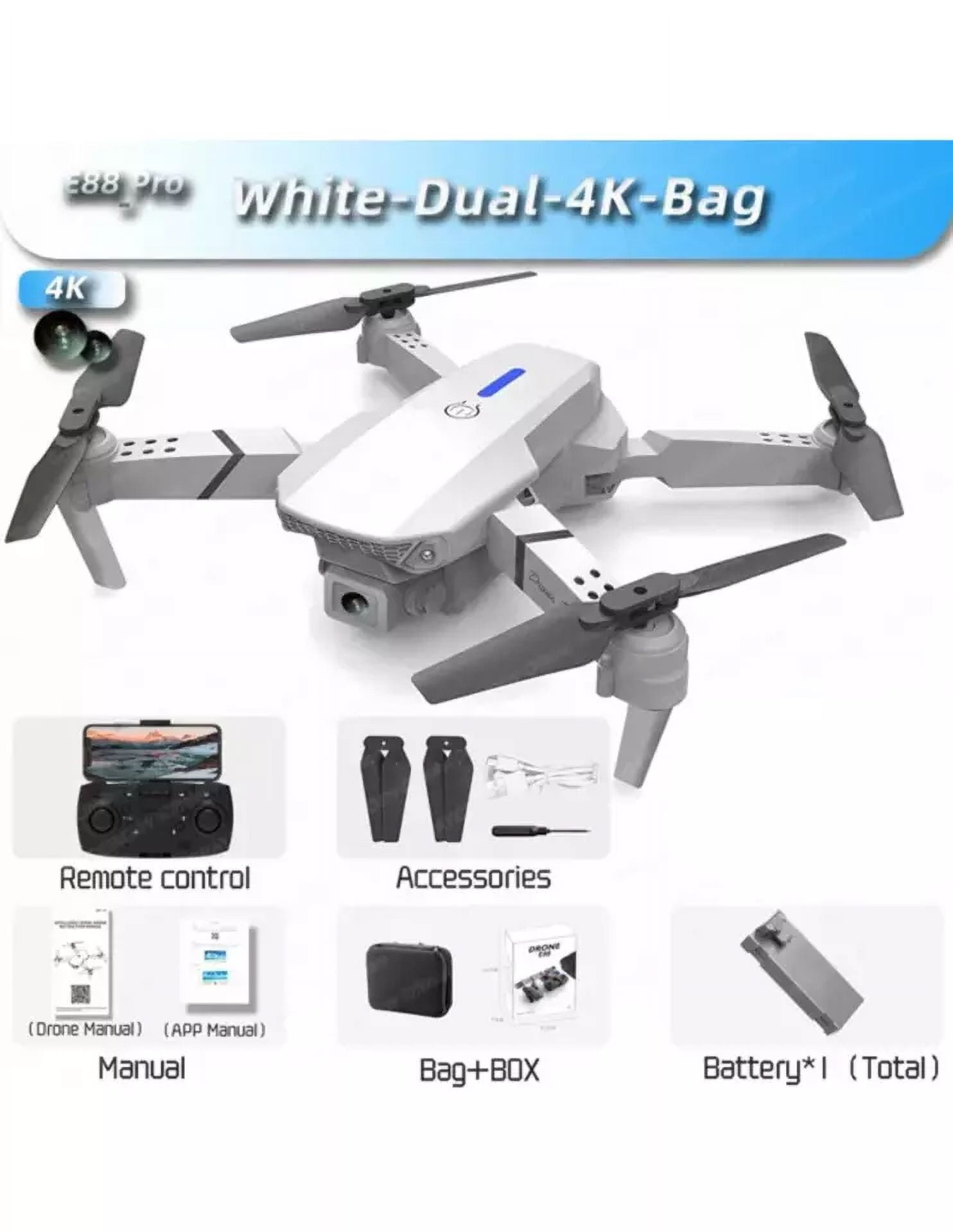 2024 4k White New RC Dual Camera Drones, Wifi FPV Foldable Drones, 4K ...