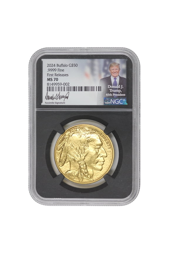 2024 $50 Gold Buffalo NGC MS70 First Releases Trump Label U.S. Mint Coin