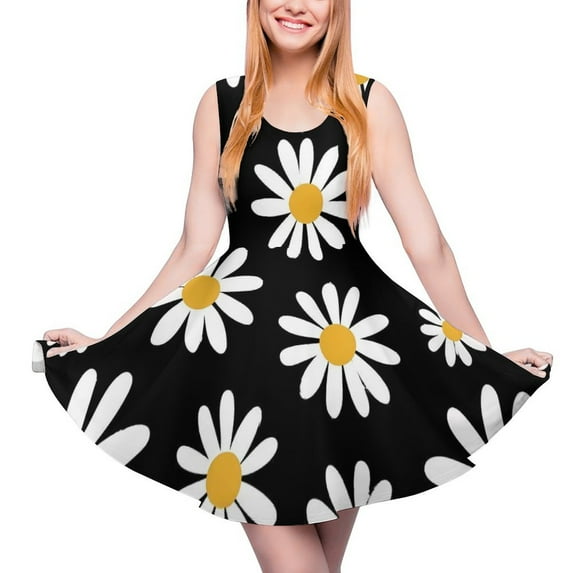 2024 5XL 4XL 3XL Clothes Custom Summer Dress Skate Elegant Womens Dresses Wear Street Floral Daisies Dress Flower Retro White