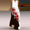 thumbnail image 1 of 2024 A-line Long Dress For Female Spring Summer New Sleeveless Floral Print V-neck Slim Fashion Casual Chic Elegant Women Dress, 1 of 6