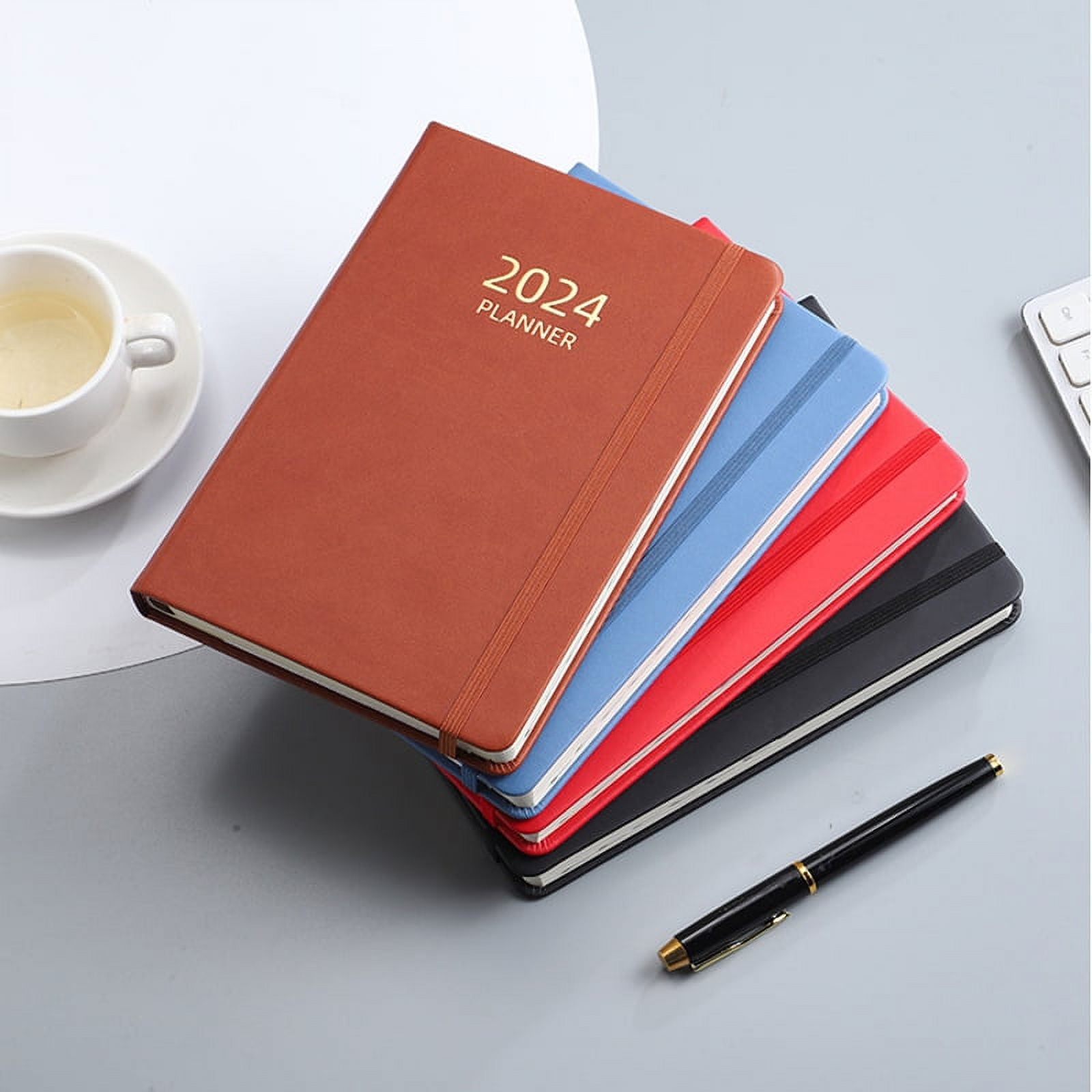 2024 A5 English Schedule Planner Elastic Band Notebook Strap Book