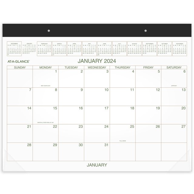 2024 ATAGLANCE 21.75" x 17" Monthly Desk Pad Calendar Green/Brown