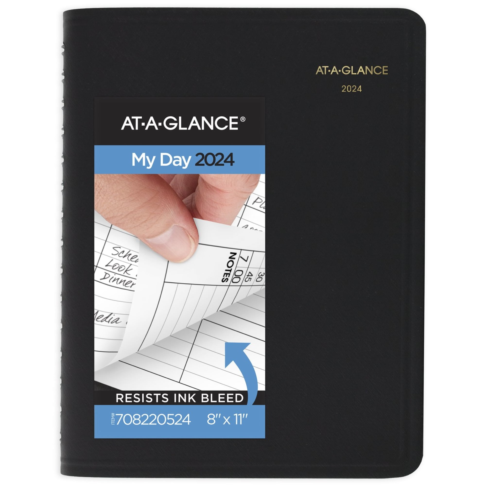 DayMinder Four-Person Group Daily Appointment Book, 11 x 8, Black Cover, 12-Month (Jan to Dec): 2024