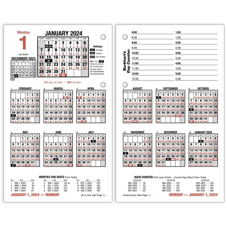 Franklincovey - Original Two-Page Monthly Calendar Tabs (Pocket, Jan 2024 - Dec 2024)