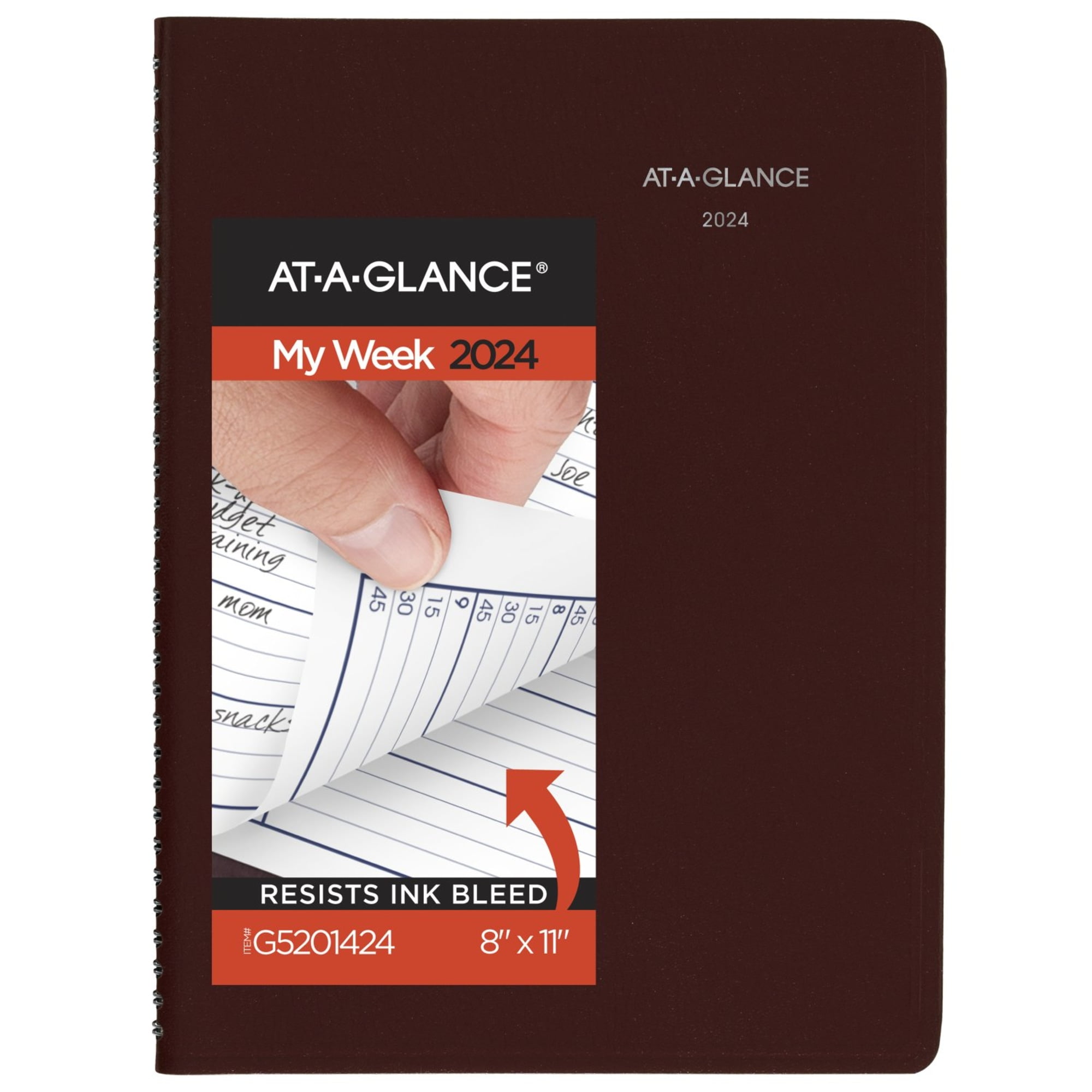 AT-A-GLANCE 2020-2021 Academic Weekly Planner, Large 8-1/4 X 11 Inch, Black Leather Cover - July 2020 To August 2021
