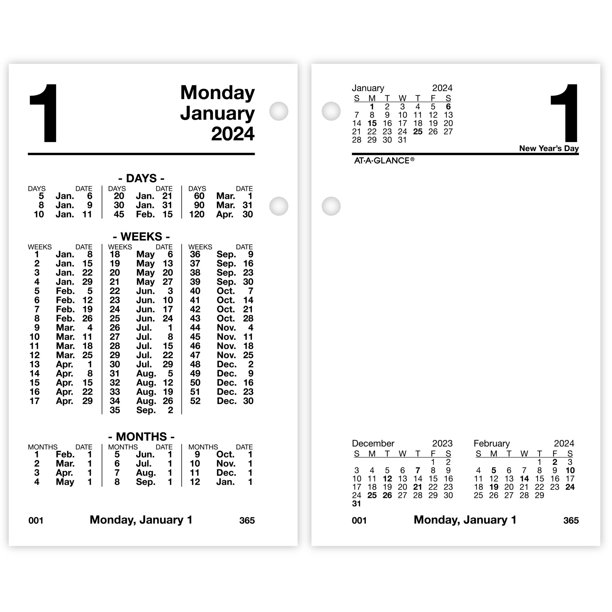 2024 ATAGLANCE Financial 6" x 3.5" Daily Desk Calendar Refill White