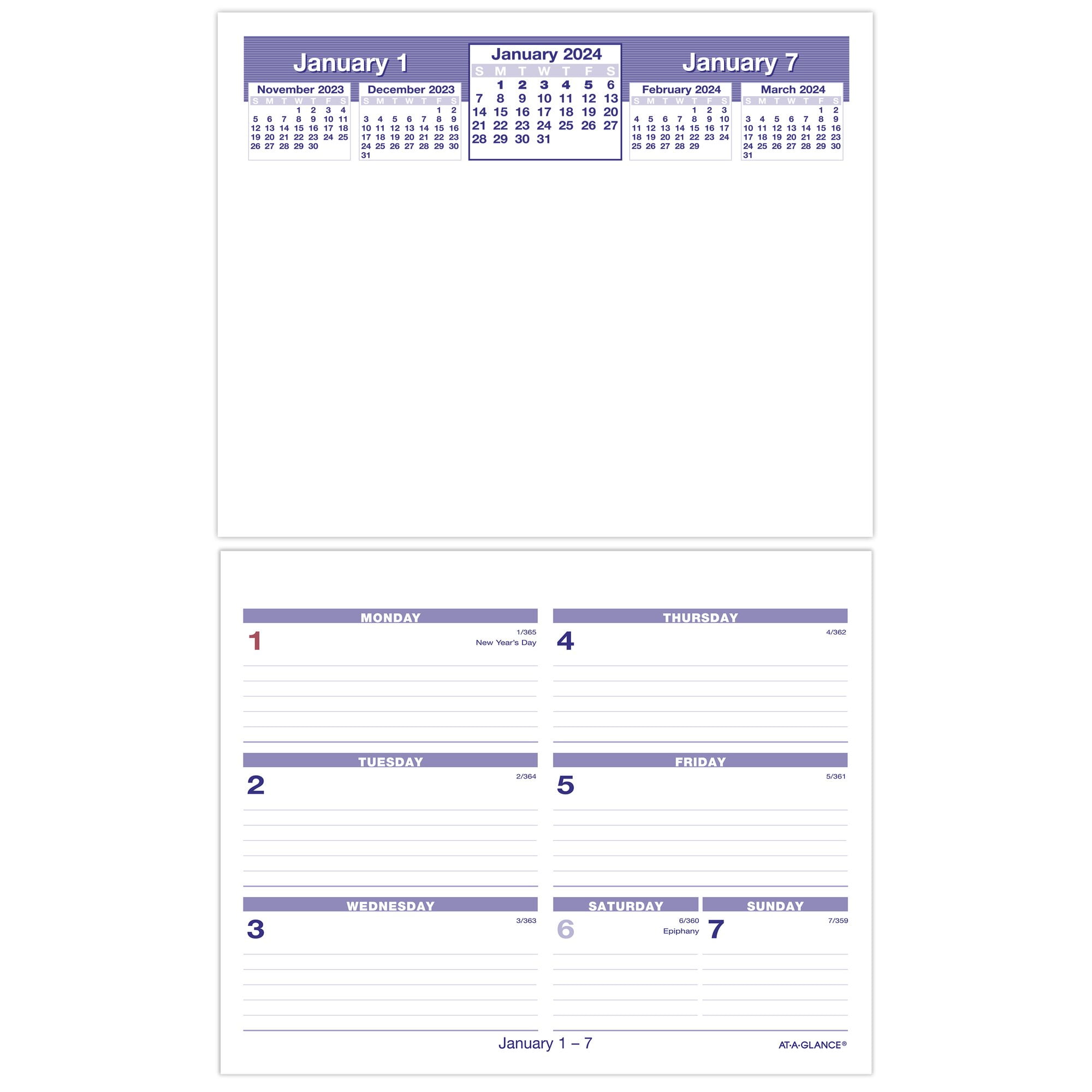 Franklincovey - Original Two-Page Monthly Calendar Tabs (Pocket, Jan 2024 - Dec 2024)