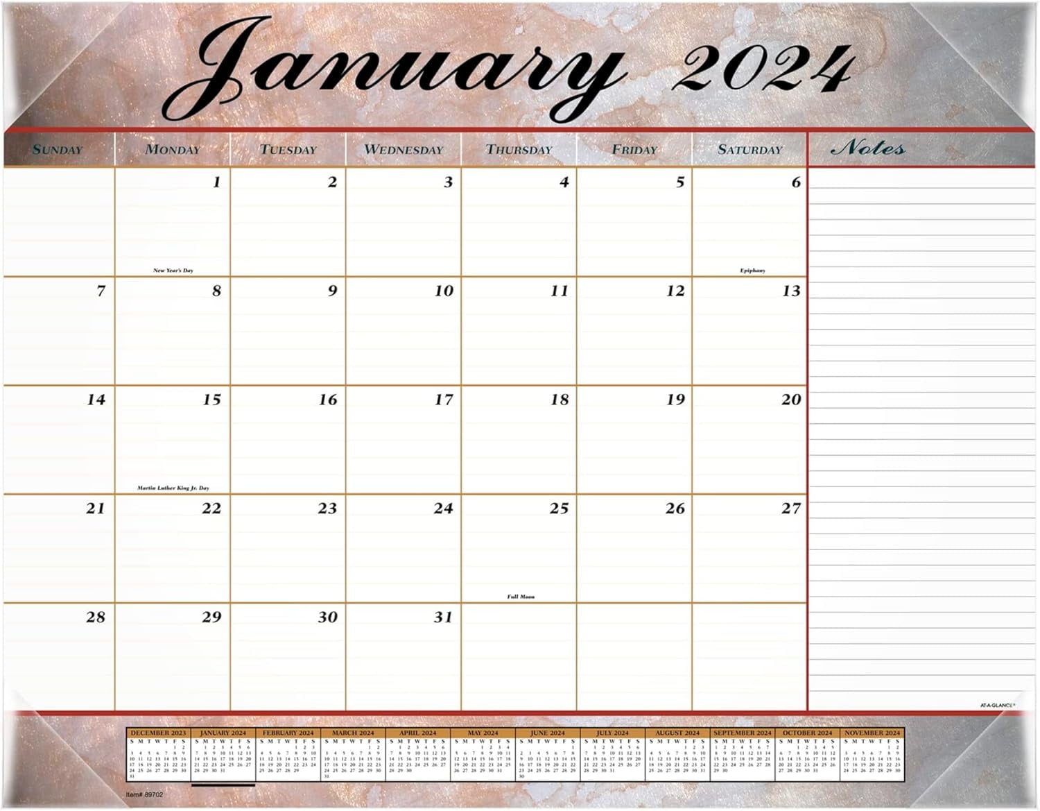 2024 AT A GLANCE® Marbled Monthly Desk Pad Calendar 21 3/4 quot x 17 2024 AT A GLANCE® Marbled Monthly Desk Pad Calendar 21 3/4 quot x 17
