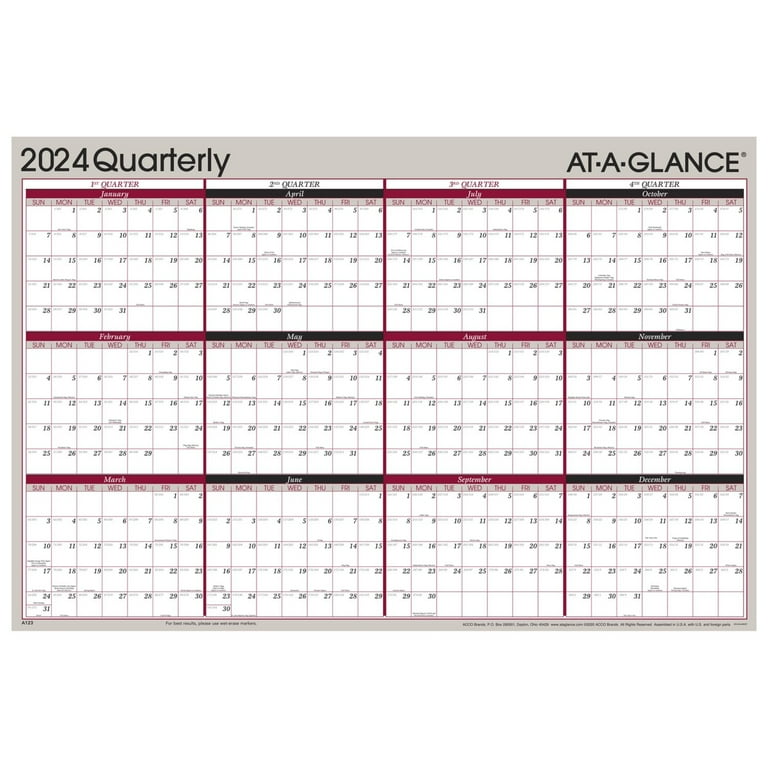 2022 Wall Calendar By AT-A-GLANCE, 24" X 36", Additional Massive