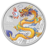 2024 AUS 1/2 oz Silver Yellow Lunar Dragon BU Cap, SIII