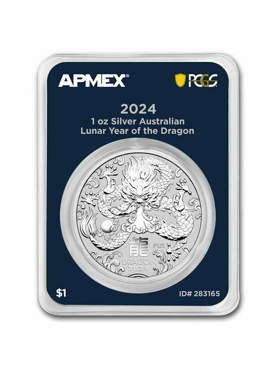2024 AUS 1 oz Silver Lunar Dragon BU SIII (MD Premier+PCGS)
