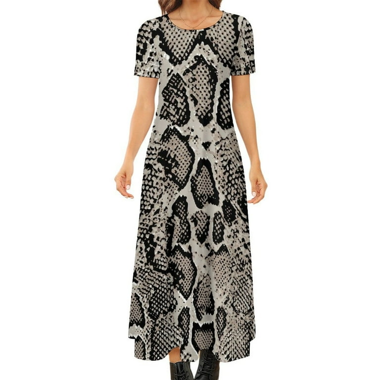 2024 Abstract Snakeskin Dress Leopard Print Vintage Maxi Dress Women Short Sleeve Street Style Bohemia Long Dresses Big Size 6XL 7XL Walmart
