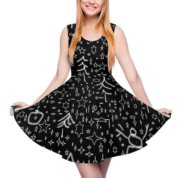 2024 Abstract Starry Night Dress Night Club Dresses Sleeveless Streetwear Skate Dress Woman Custom Clothing Gift Idea
