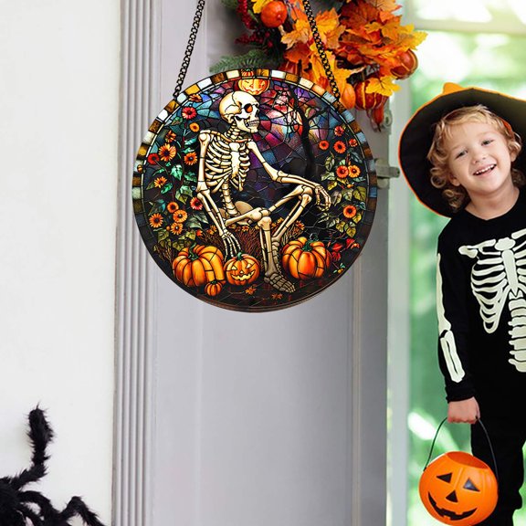 2024 Acrylic Hanging Sign Halloween Luminous Skull Hanging Sign Decoration