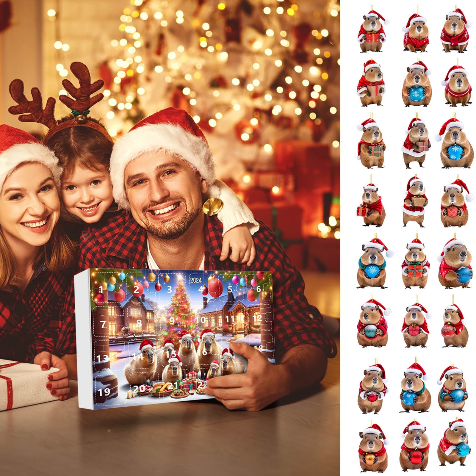 2024 Advent Calendar Christmas Decorations Cute Capybara Christmas