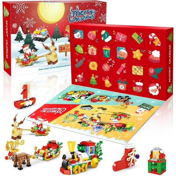 2024 Advent Calendar: Holiday Building Set (12-in-1) w/ Train, Elk, & Santa