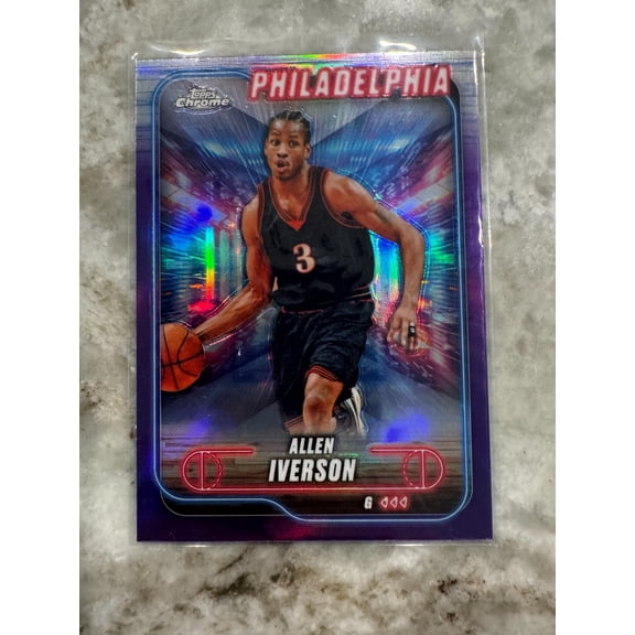 2024 Allen Iverson #94 Purple Refractor Base Set Topps Philadelphia 76ers Basketball Card
