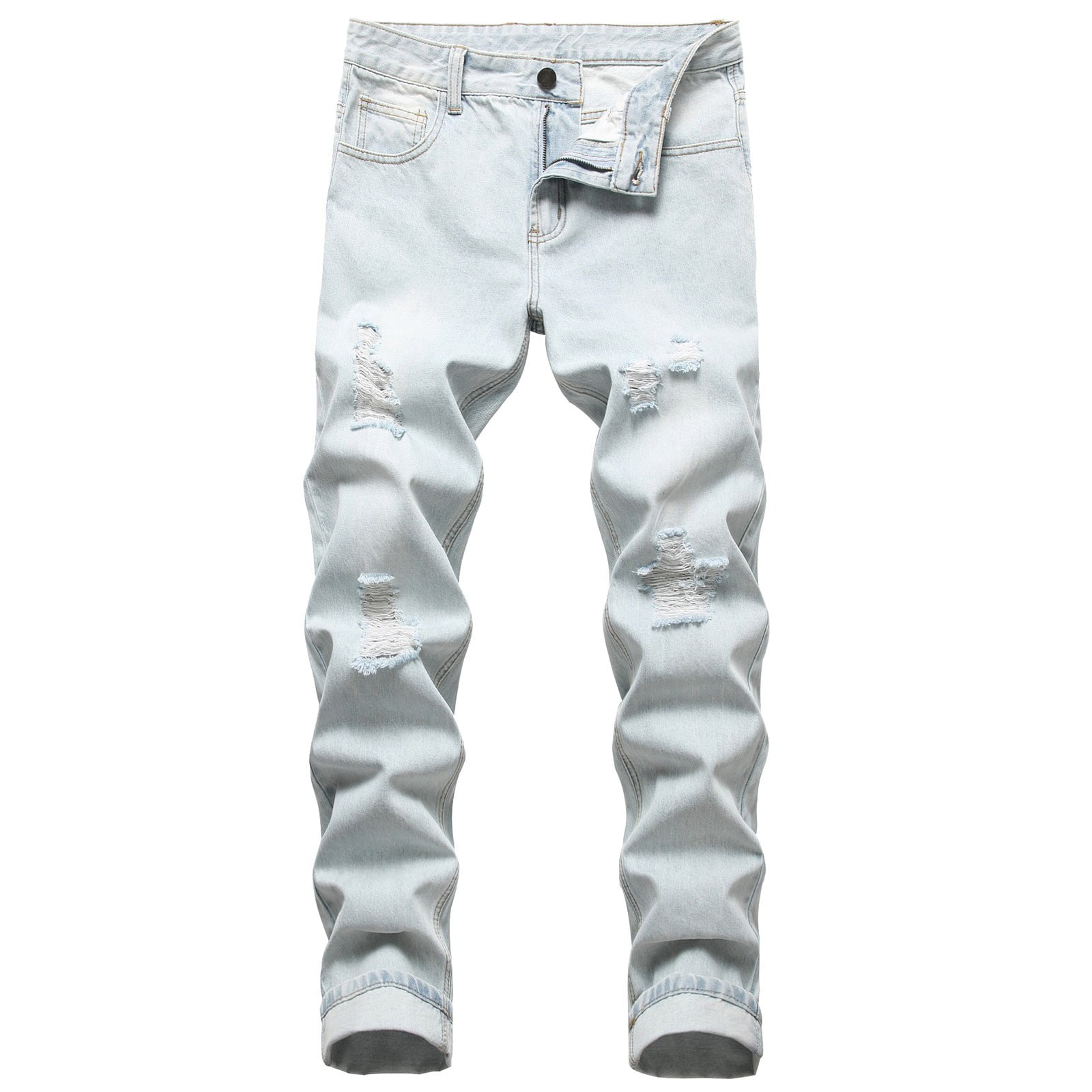 pantalones rotos pantalones jeans blanco para hombre