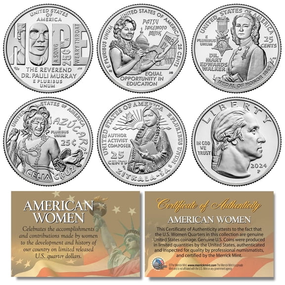 2024 American Women Quarters US Mint 5-Coin Complete Set in Capsules (P-Mint)