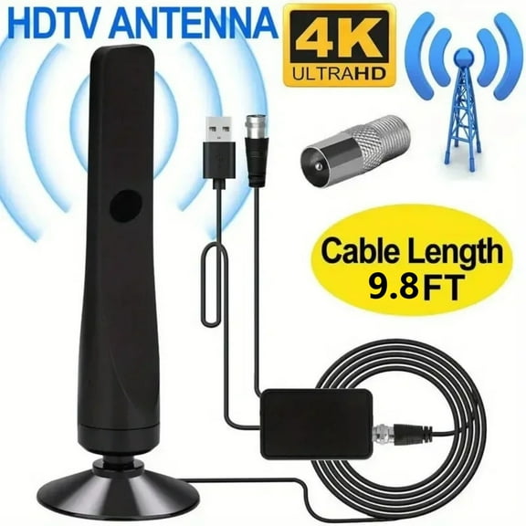 Digital HD TV Antenna for Smart TV, Long 350 Miles Range Smart TV Antennas for Free Channels, Signal Amplified Booster for Local Channels, Support 4K 1080P ATSC DVB-T2 VHF UHF All Older TV's