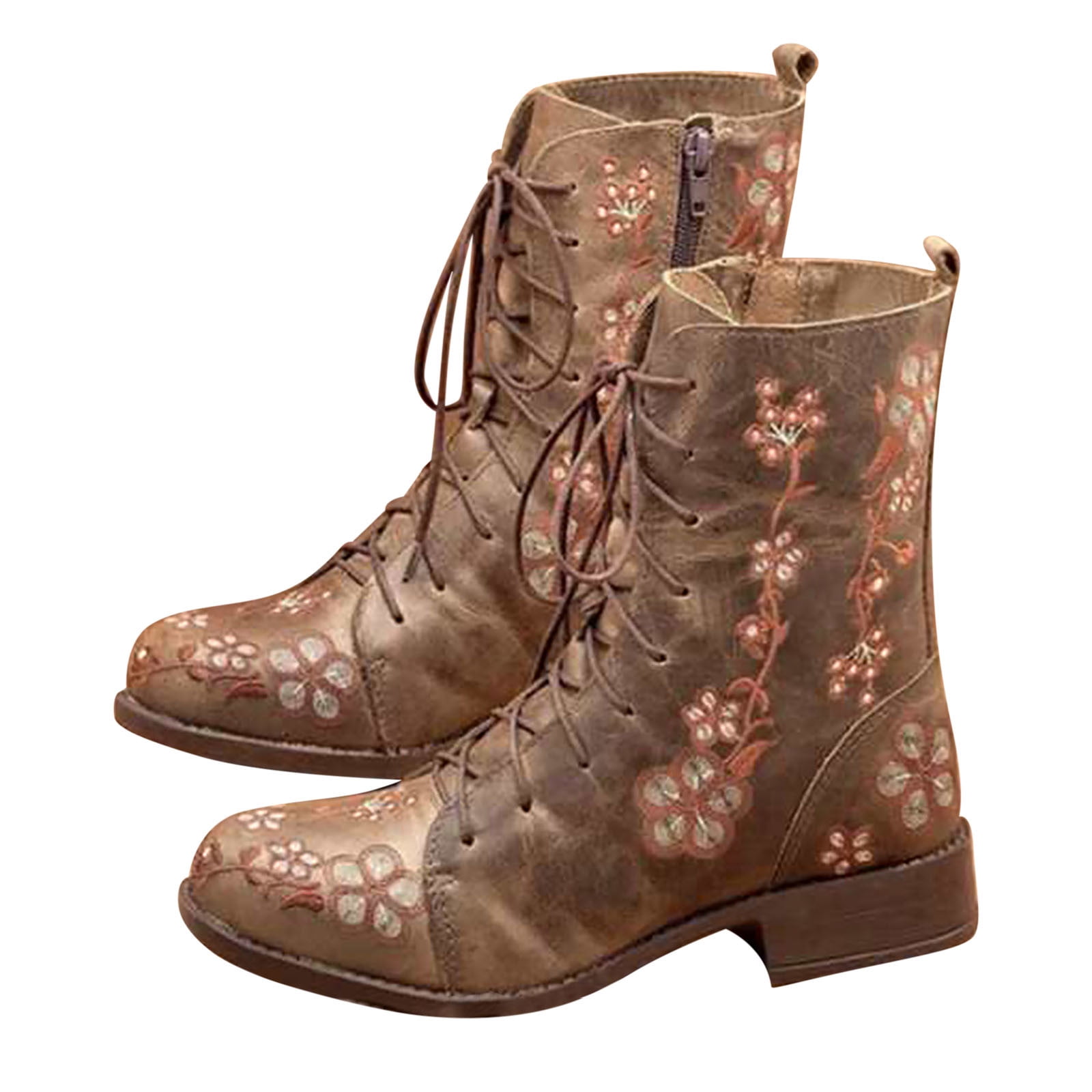 Cowboy Boots For Women, Comfortable Pull On Zipper Chunky Heel Pointed Toe Embroi | ChicGrl