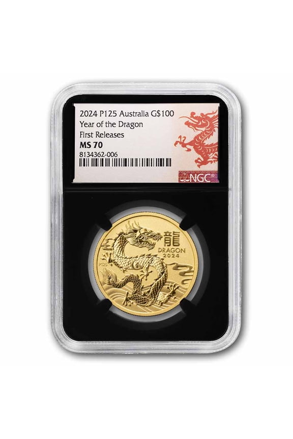 2024 Australia 1 oz Gold Lunar Dragon MS-70 NGC (First Release)
