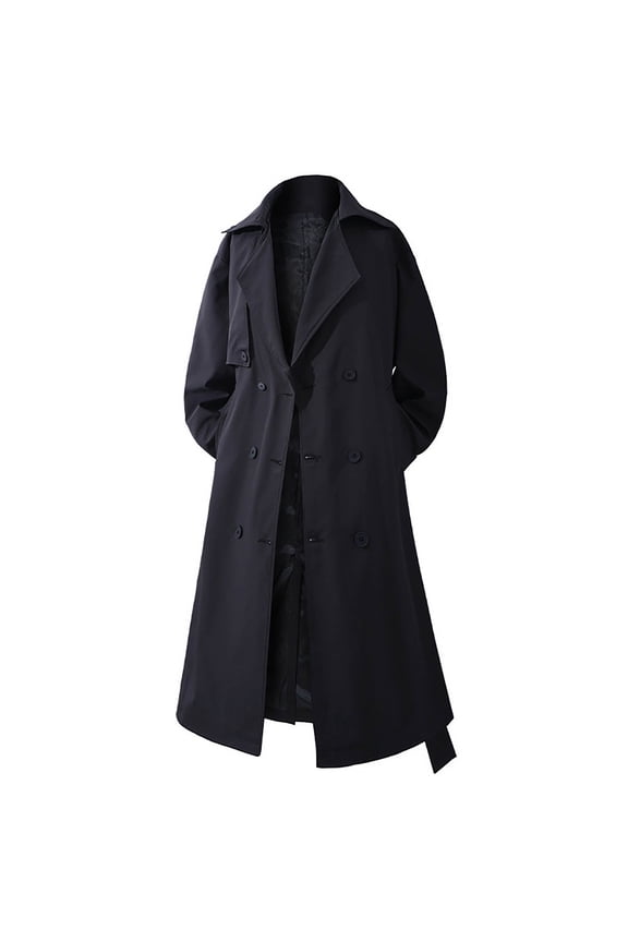 2024 Autumn And Winter New Men's Trench Coat Double Long Over The Knee Design Feeling Loose Coat Coat