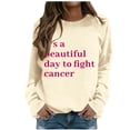 thumbnail image 1 of 2024 Autumn And Winter Cancer Text Print Women's Hoodless Sweatshirt Baggy Top High Low Tops Women Graphic Hoodie Women Pullover Front Top Crop Top with Hood Full Christmas Sweatshirts Women Athletic, 1 of 4
