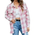 thumbnail image 1 of 2024 Autumn and Winter Fashion Plaid Jackets for Womens Plus Size Long Sleeve Open Front Loose Outerwear Printing Blouse Coat Tops Pockets Blouse, 1 of 8