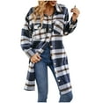 thumbnail image 1 of 2024 Autumn and Winter Fashion Plaid Jackets for Womens Plus Size Casual Plaid Lapel Turndown Coat Woolen Woolen Cardigan Coat, 1 of 7