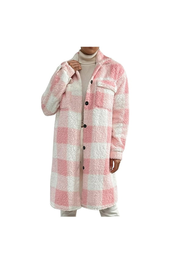 2024 Autumn and Winter Fashion Plaid Jackets for Womens Plus Size Straight Cardigan Button Pocket Coat