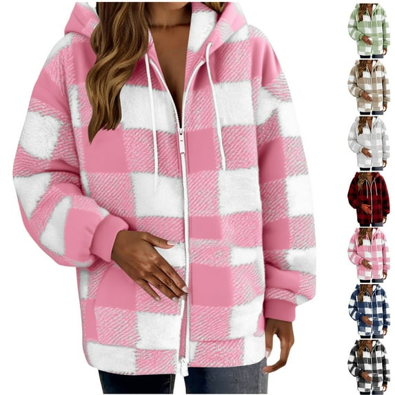 2024 Autumn and Winter Fashion Plaid Jackets for Womens Plus Size Straight Cardigan Button Pocket Coat