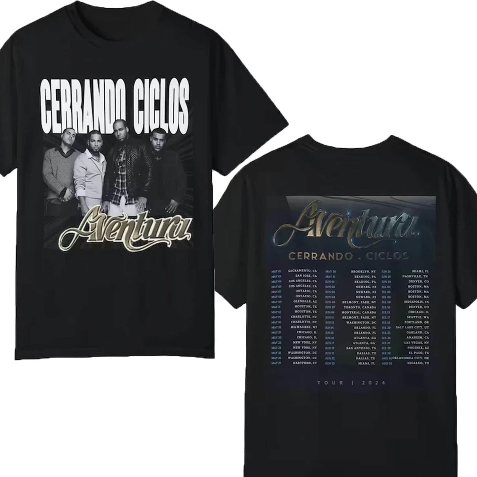 2024 Aventura Tour Concert Bachata Cerrando Ciclos Graphic TShirt