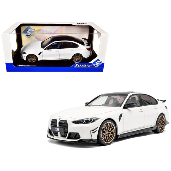 2024 BMW M3 Competition Alpine White with Carbon Top 1/18 Diecast Model Car by Solido