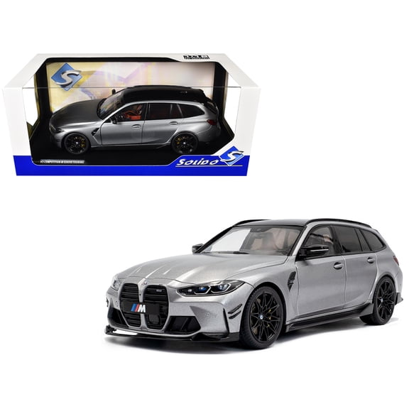 2024 BMW M3 Competition M xDrive Touring Frozen Pure Gray Metallic with Black Top 1/18 Diecast Model Car by Solido