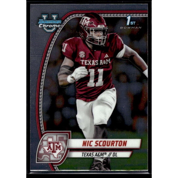 2024 BOWMAN UNIVERSITY CHROME #137 NIC SCOURTON TEXAS A&M AGGIES