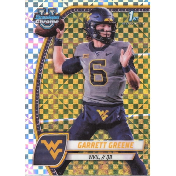 2024 BOWMAN UNIVERSITY CHROME X-FRACTOR #77 GARRETT GREENE WEST VIRGINIA MOUNTAINEERS