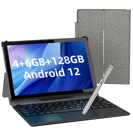 2024 BYYBUO Android tablet with Keyboard, 10.1 inch Android 12 Tablets, 4+6 RAM, 64 ROM