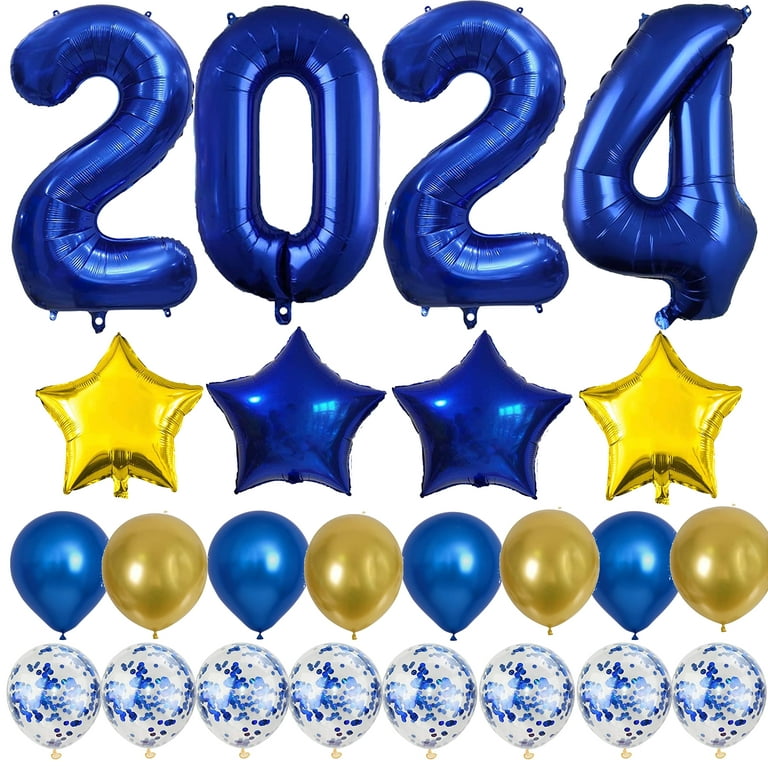 2024 Balloons 40 inch Blue Foil Number Balloons for 2024 New Year Eve  Graduation Decorations Festival Party Supplies