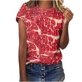 thumbnail image 1 of 2024 Basic Tunic Blouses Womens Flower Print Short Sleeves Shirts Crew Neck Casual Tops Summer Tops For Women Fashion Cute Funny Tshirts, 1 of 3